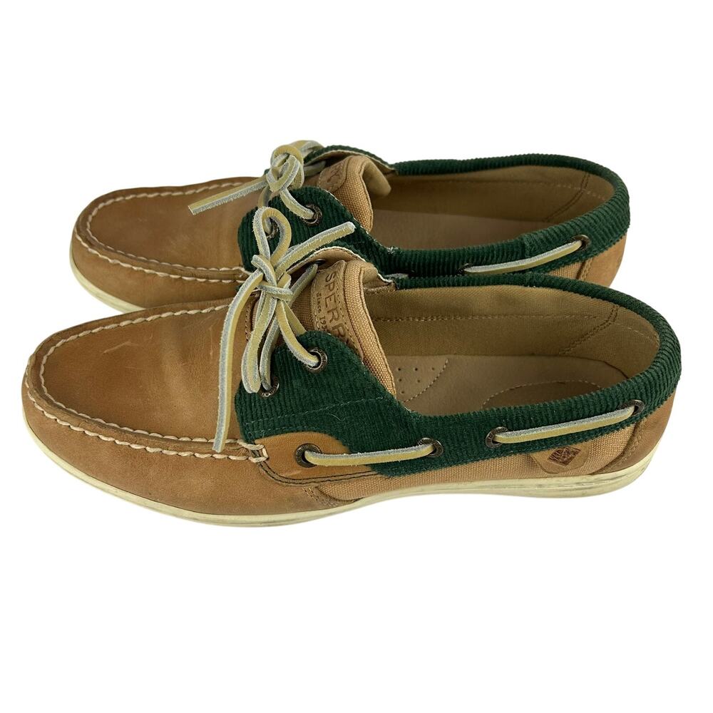 Sperry Top-Sider Koifish Corduroy Boat‎ Shoes – Green & Tan, Size 9